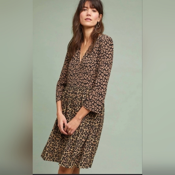 Maeve by Anthropologie Dresses & Skirts - Maeve Anthropologie Juno Leopard Animal Print Dress Size Small Tunic Brown